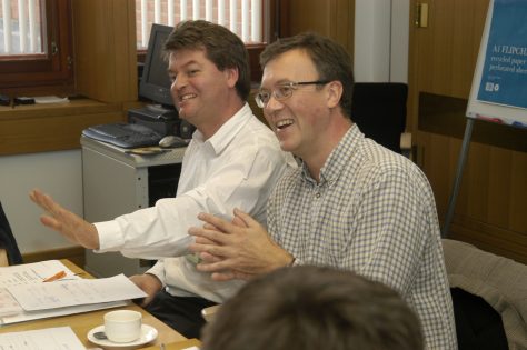 Alex White (left) with Dr Rob Perks at the British Library