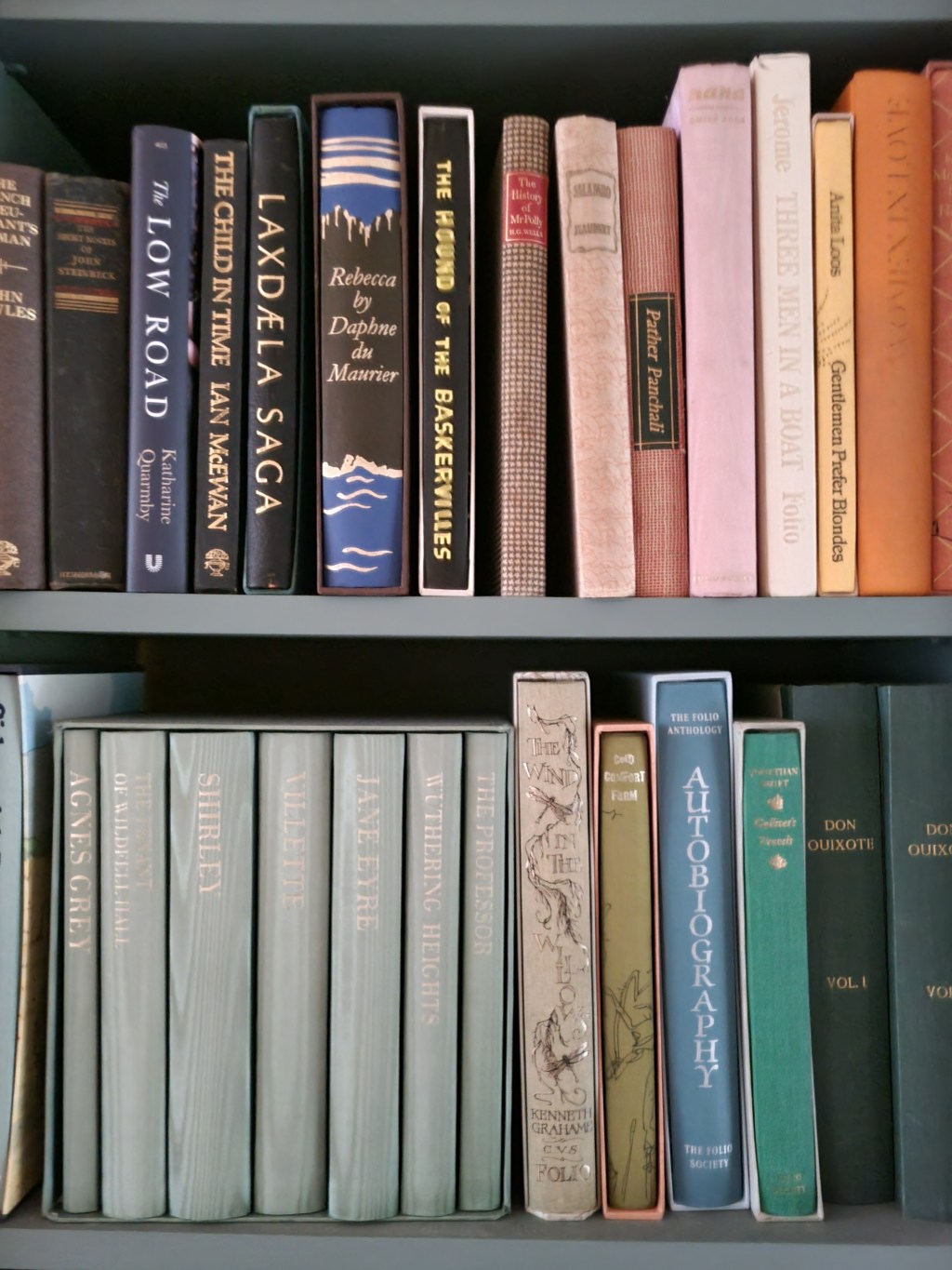 Shelf of books close up